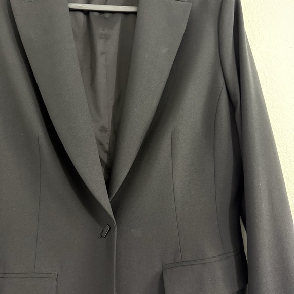 Classiques Entier Women's 10 Black long coat wool blazer style structured - Picture 8 of 14